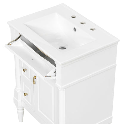 Freestanding Bathroom Vanity With Sink, Adjustable Shelf & Flip Drawer