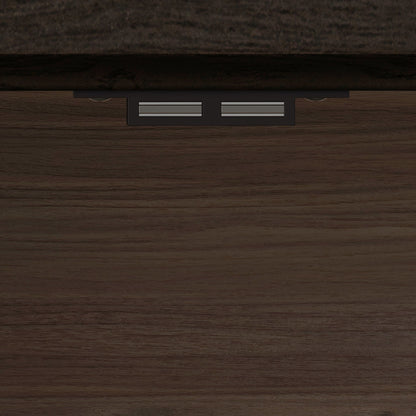 Glass Door Display Case With 2 Drawers And Adjustable Shelf