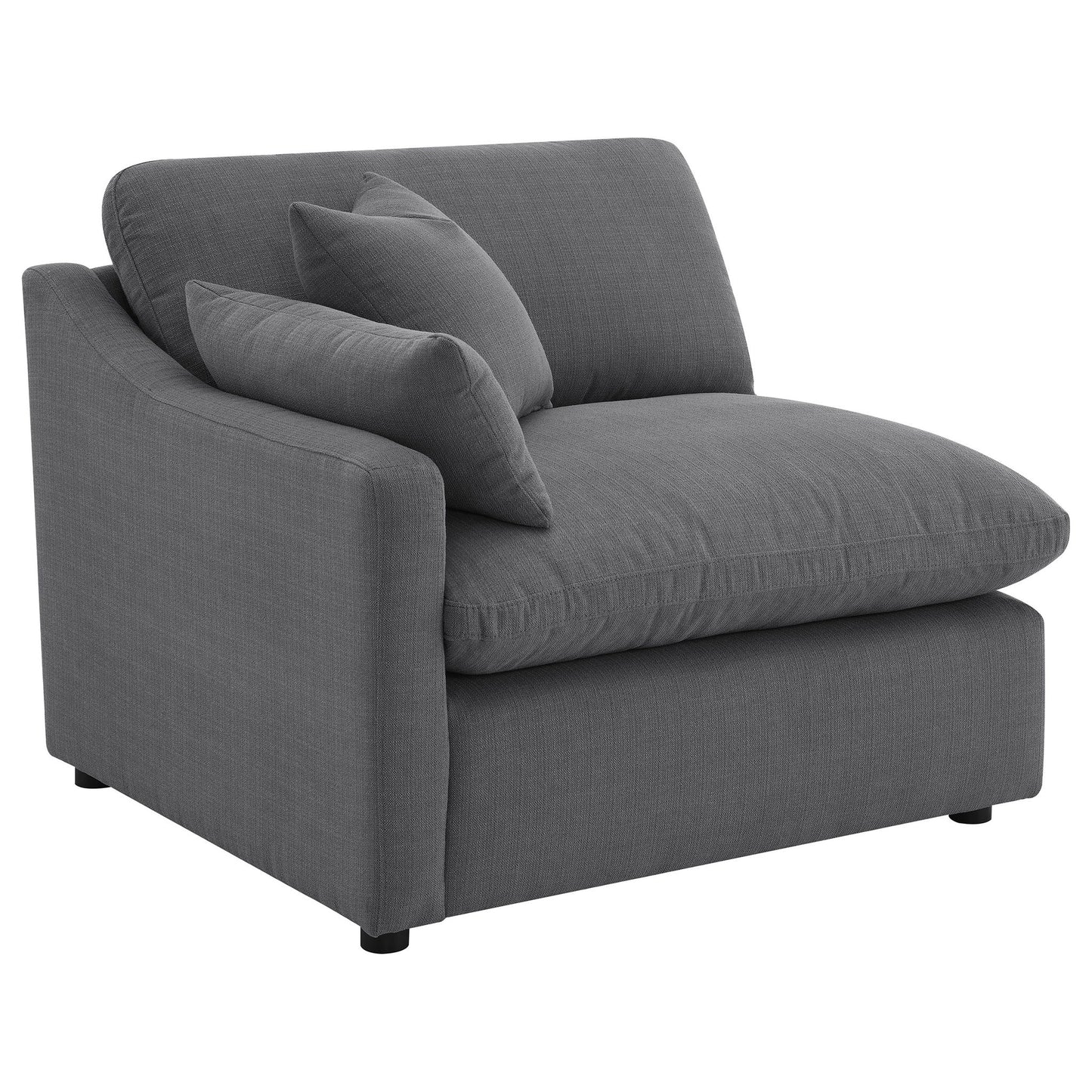6 Piece Upholstered Modular Sectional Sofa With Reversible Cushions And Ottoman - Charcoal