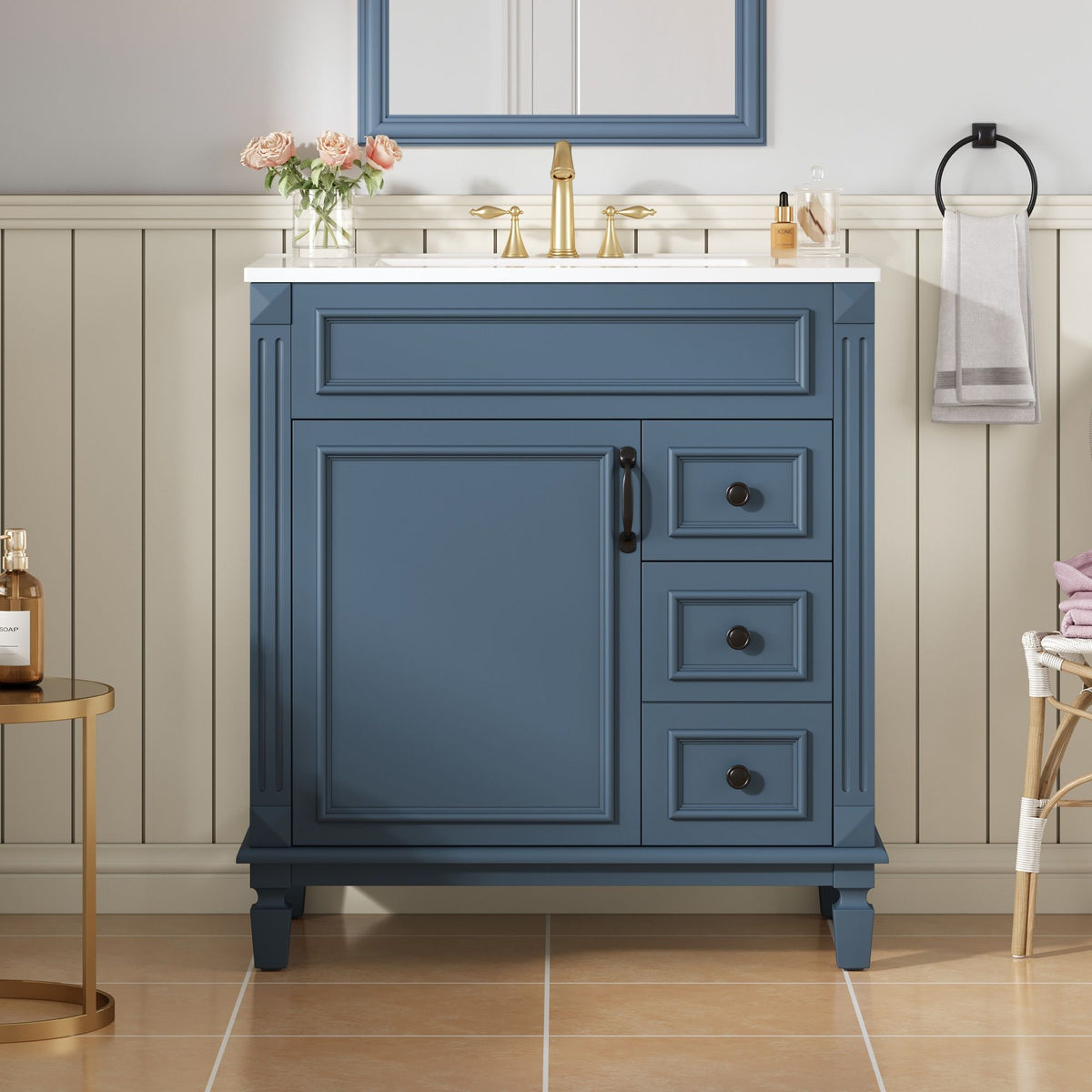 Bathroom Vanity With Sink, Cabinet With 2 Drawers And Adjustable Shelf