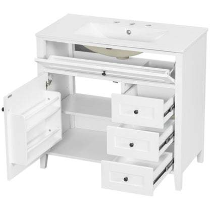 Bathroom Vanity With Sink, Cabinet With 3 Drawers And Adjustable Shelf