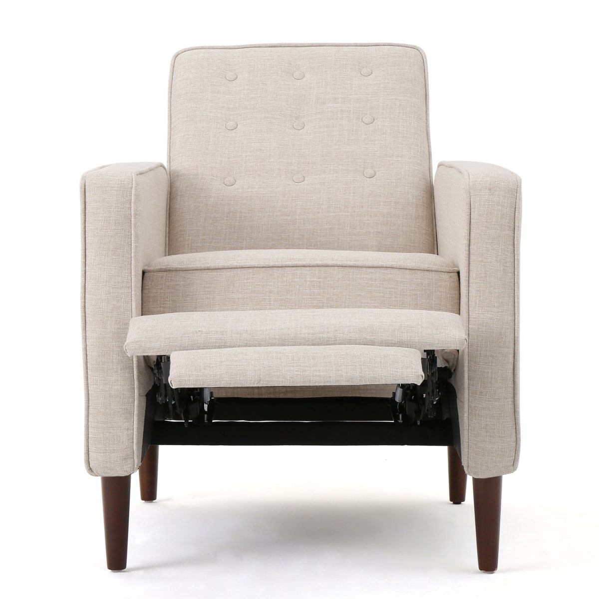 Mid-Century Modern Recliner With Button Tufted Waffle Stitch
