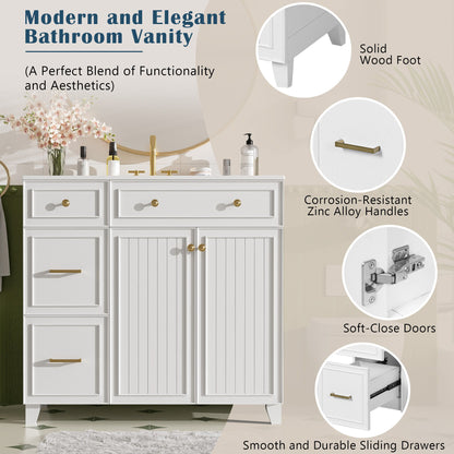 Bathroom Vanity With Sink, Soft Close Doors, Adjustable Shelves