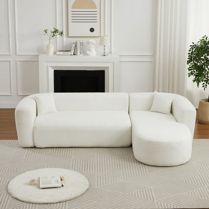 L - Shape Boneless Cloud Couch With 2 Throw Pillows For Living Room