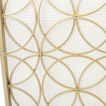 Thayer - Single Panel Iron Fireplace Screen With Geometric Design