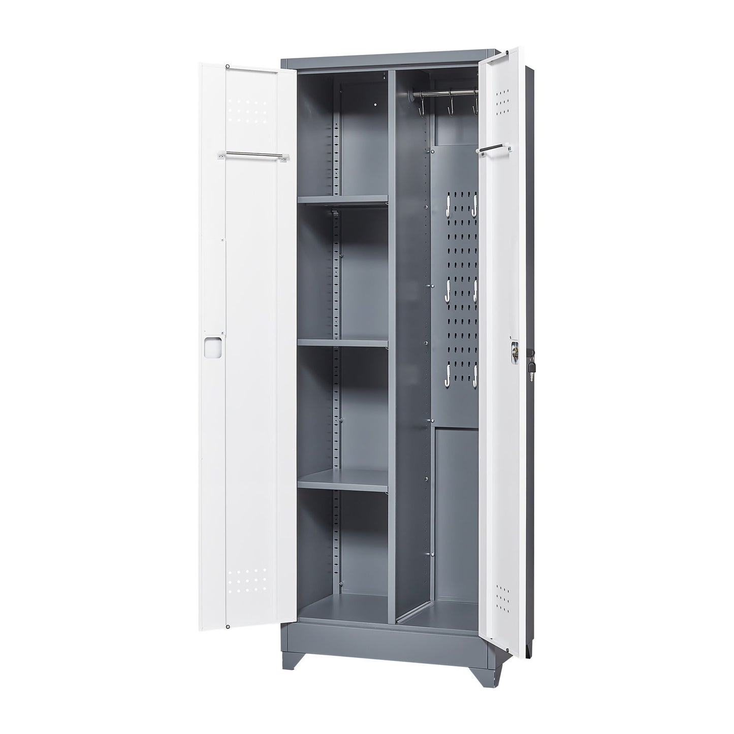Lockers With Locking Doors, Adjustable Shelves, High Broom Tool Storage Cabinet