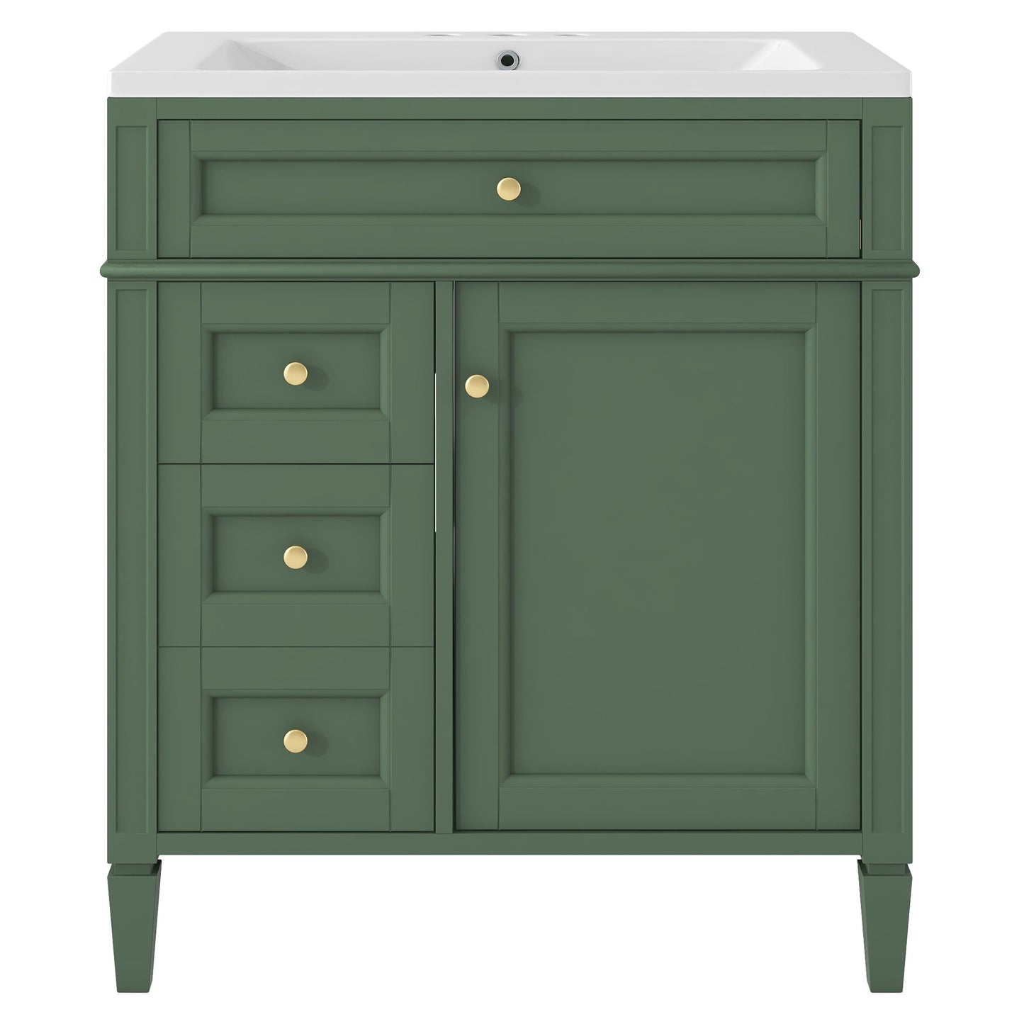 Bathroom Vanity With Medicine Cabinet, Royal Mirror Cabinet, Modern Bathroom Storage Cabinet With 2 Soft Closing Doors And 4 Drawers