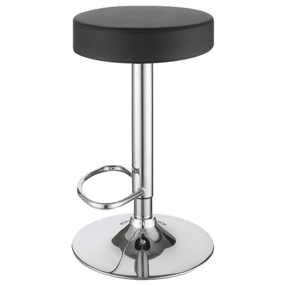 Adjustable Hydraulic Bar Stool With Base And Padded Seat - Black / Silver