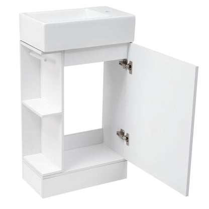 Modern Bathroom Vanity With Sink And 2 Tier Shelf