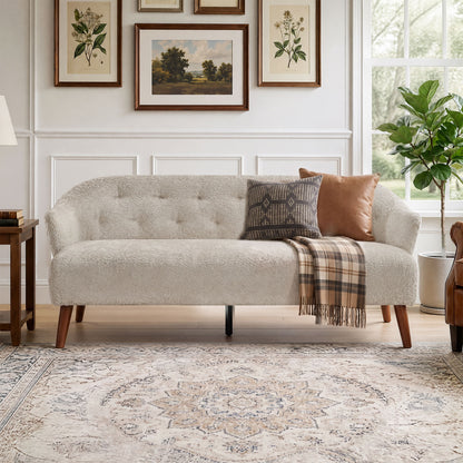 3 Seater Tufted Upholstered Couch Comfy Living Room Sofa