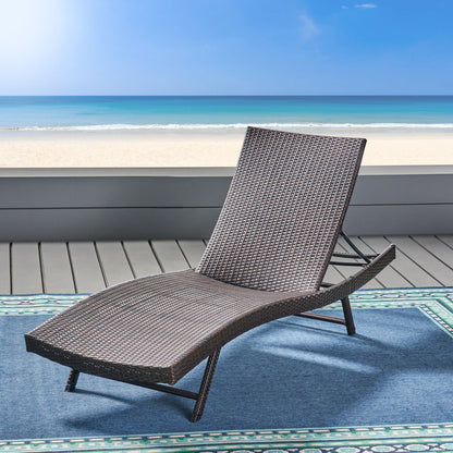 Kauai - Modern Style Pe Wicker Chaise Lounge - Brown Multi