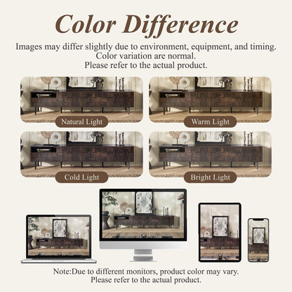 78" TV Stand With Storage Cabinets For Living Room - Walnut