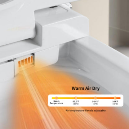 Tankless Smart Toilet With Bidet Built In, 1 Piece, Auto Flush, Auto Open / Close, Heated Seat, Bubble Wash, Warm Water And Dry, Adjustable Temp, Remote Control Side Know - White