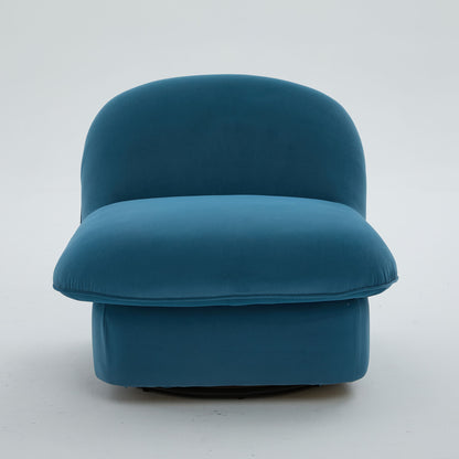 Pumpkin Shaped Swivel Accent Chair, 360 Degree Rotation For Living Room
