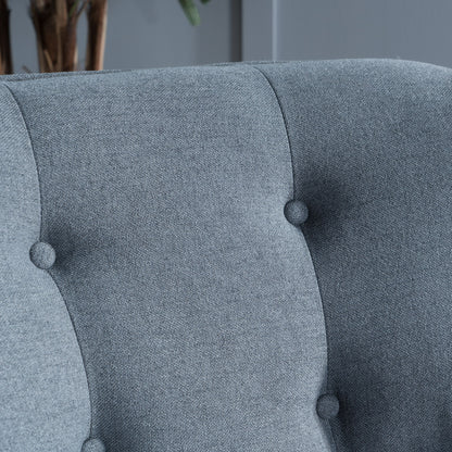 Modern Arm Chair With Tufted Back And Wooden Legs