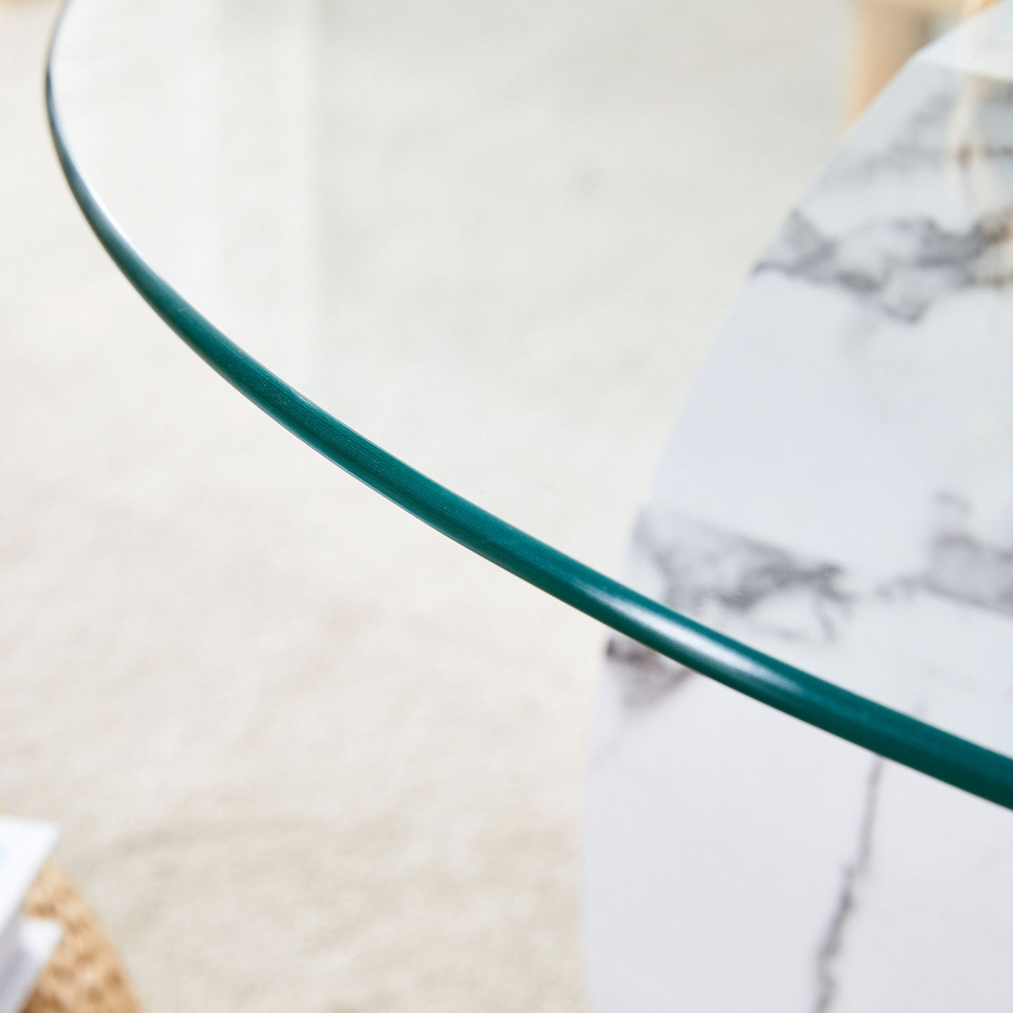 Contemporary Artistic Double Layer Coffee Table, Tempered Glass Top