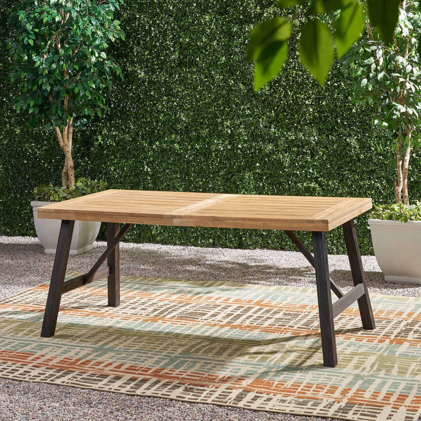 Outdoor Dining Set With 2 Bench And 1 Dining Table - Light Brown