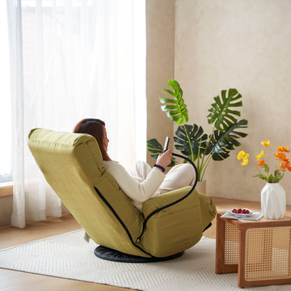 Adjustable Swivel Lounge Chair With 360 Degree Rotating Seat And Headrest Support