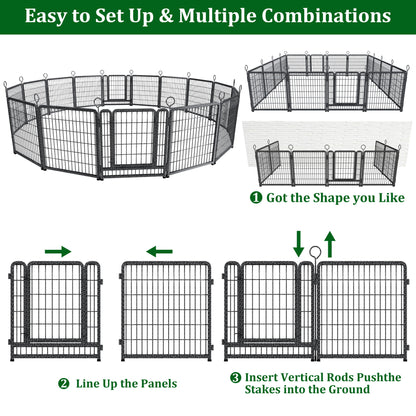 Heavy Duty Dog Playpen Outdoor 16 Piece Panels - Snow Leopard