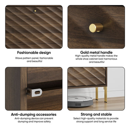 Shoe Cabinet, Freestanding Organizer For Entryway - Walnut