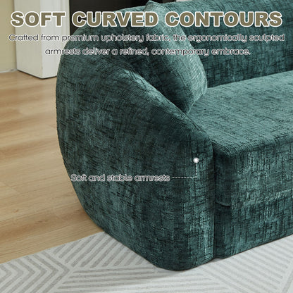 Curved Convertible Sofa, 2 In 1 Fold Out Bed With Pull Out Base And Deep Seat