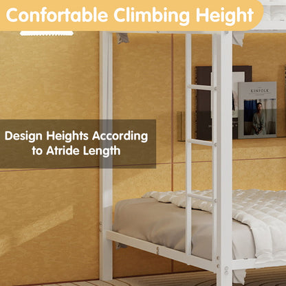 Bunk Bed For Kids, Convertible Frame With Ladders & Guardrail
