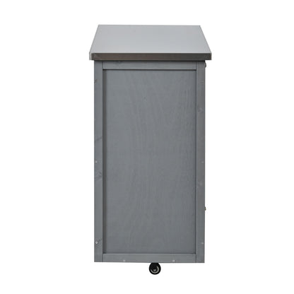 Outdoor Kitchen Island Prep Station With Lockable Wheels, Ample Storage, Towel & Spice Racks