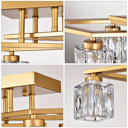 6 Light Crystal Ceiling Light For Dining Room, Modern Ceiling Lamp With Light Fixture For Entryway, Lobby, Kitchen, Bedroom, Living Room, Conference Room, (6*G9 Bulbs Included)