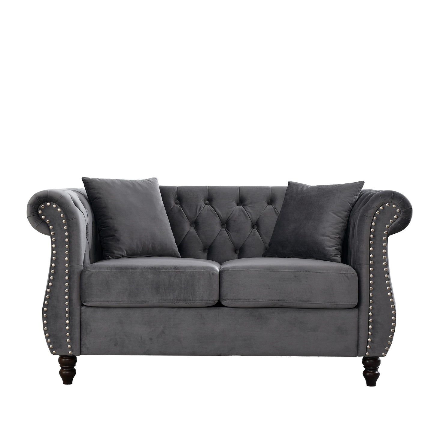 Chesterfield Sofa With Rolled Arms And Nailhead Trim