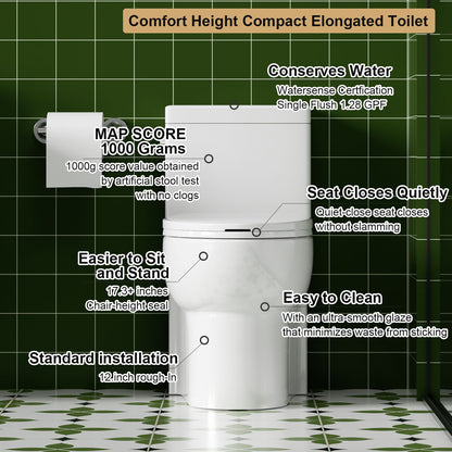 Gloss Tornado Flush 1 Piece Elongated Toilet With Siphonic Side Press, ADA Comfort Chair Height - Gloss White