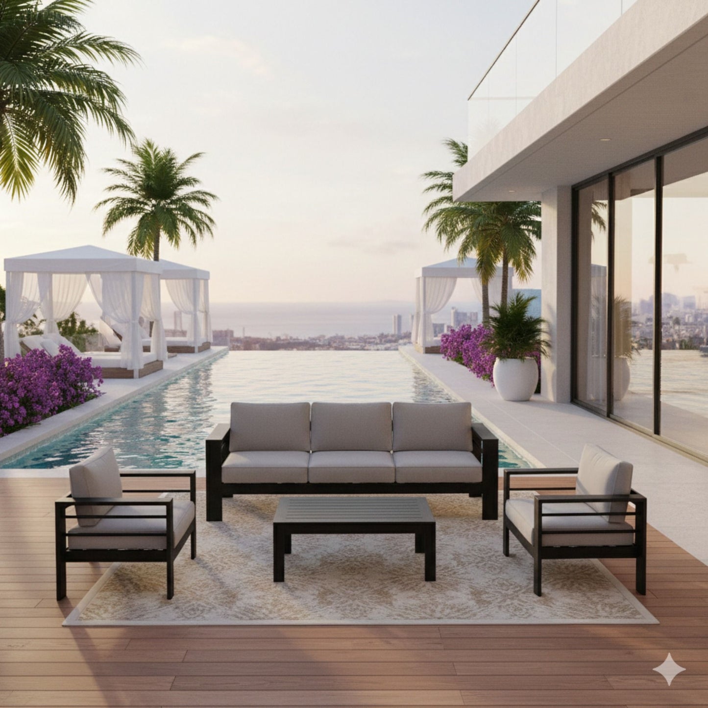 Outdoor Patio Set With All-Weather Thick Cushions