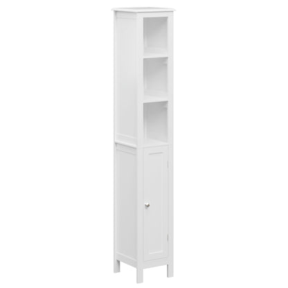 Slim Tall Bathroom Storage Cabinet With Adjustable Shelves, Anti Tip Freestanding Cabinet - White