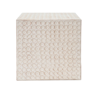 Chic Modern Mgo Cube Side Table With Fluted Design - Antique Brown