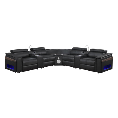 Nova - Sectional With Bluetooth Speaker, LED And Lifting Wine Cabinet