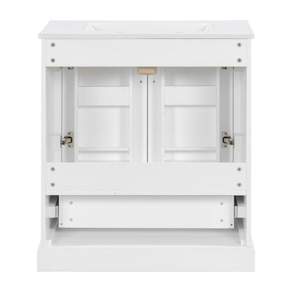 Bathroom Vanity With Sink, 1 Divided Drawer And 2 Soft Close Doors With Double Shelf