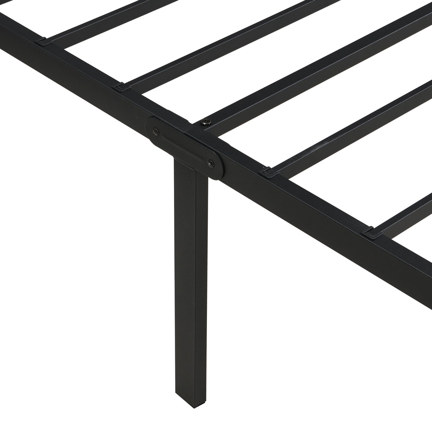 Heavy Duty Queen Size Bed Frame With Quiet Support - Black