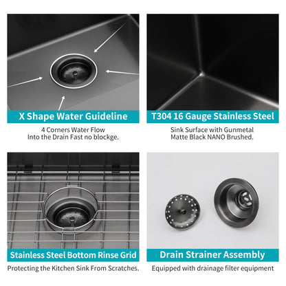 Topmount Kitchen Sink 16 Gauge, Single Bowl