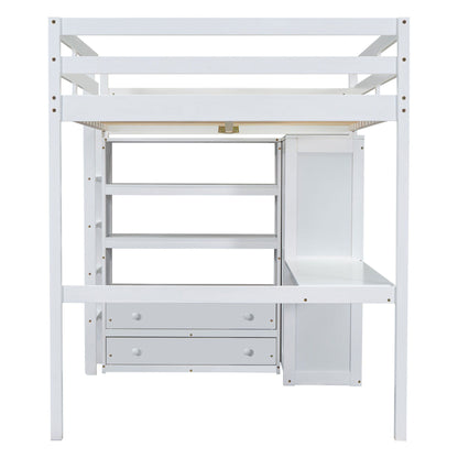 Loft Bed With Built In Wardrobe, Desk, Shelves And Drawers