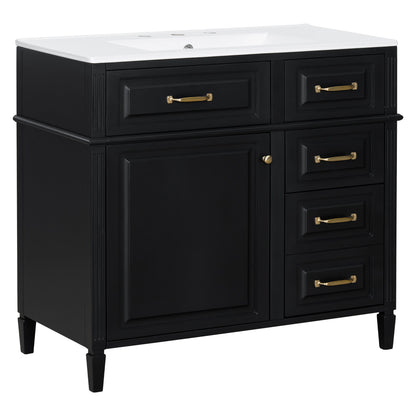 Modern Bathroom Vanity With Sink Top, Flip Drawer Design