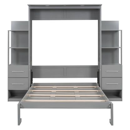 Murphy Wall Bed With LED Lights, Shelves And Drawers