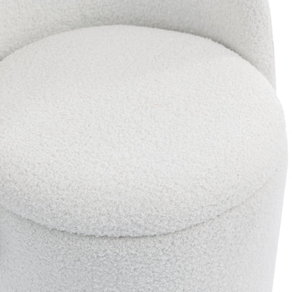 Barrel Chair & Built In Storage, 360° Swivel - Beige