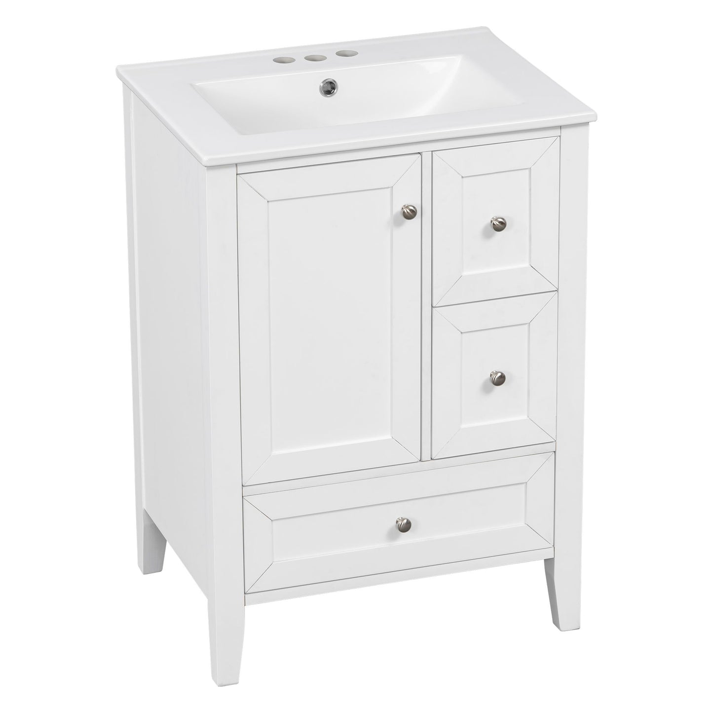 Modern Bathroom Vanity With Sink, Freestanding Cabinet With Drawers And Shelves