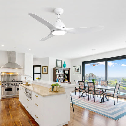 Bredoom Ceiling Fan With Remote Control And LED Light, Blades, Reversible DC Motor For Indoor / Outdoor Use