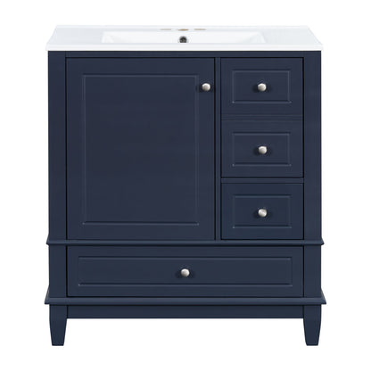 Freestanding Bathroom Vanity With Sink, Soft Close Door, 3 Drawers