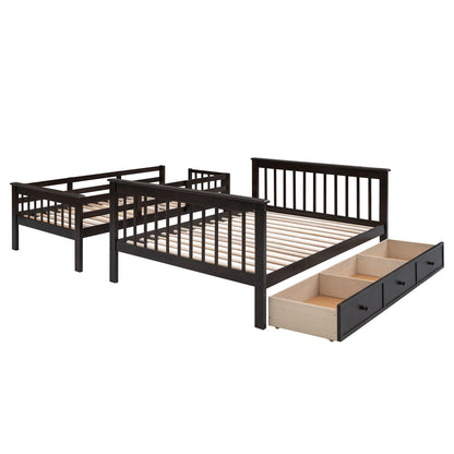 Stairway Bunk Bed With Storage And Guard Rail For Bedroom