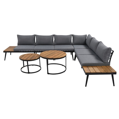 Modern Outdoor Sectional Sofa Set With Nesting Coffee Tables
