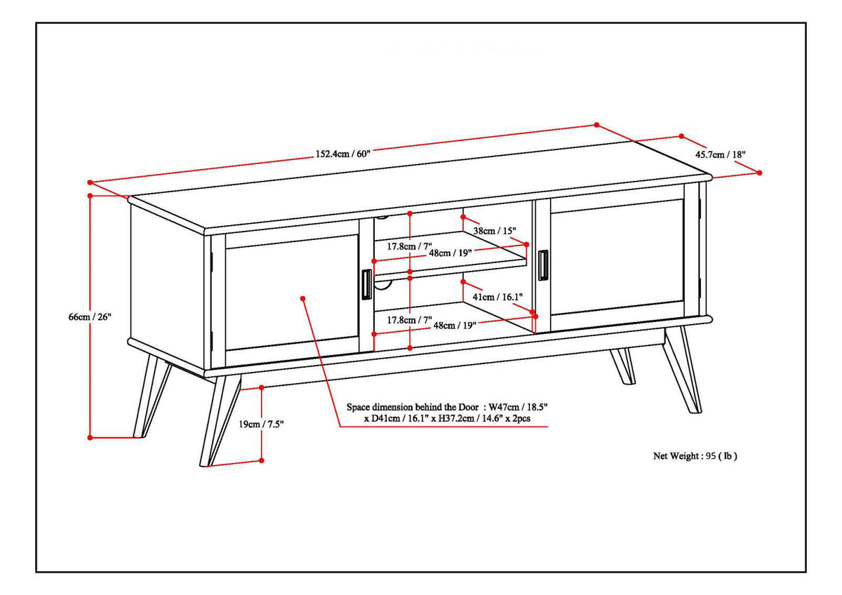 Draper - Handcrafted Mid Century Low TV Media Stand