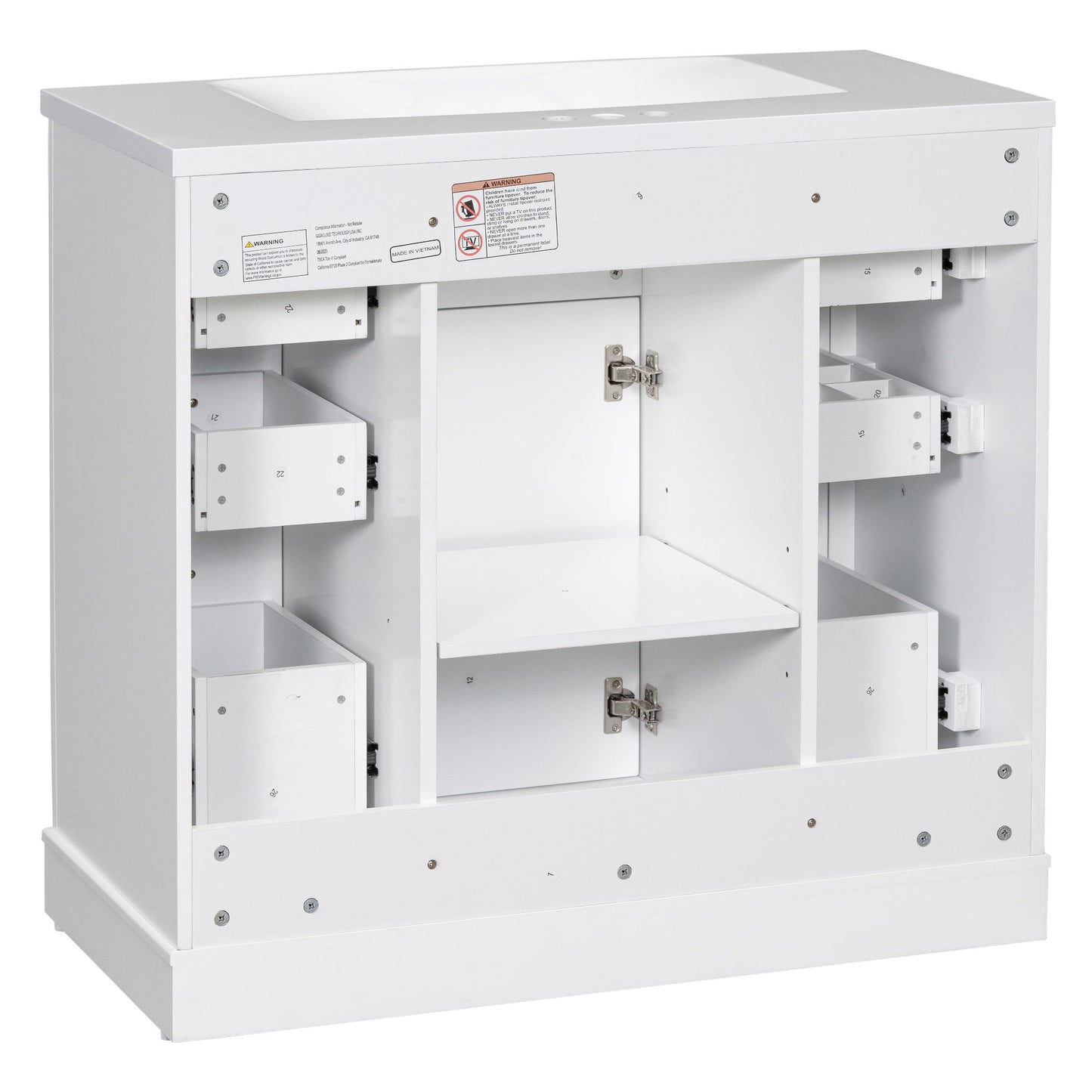 Modern Bathroom Vanity With Sink Combo, 6 Drawers And 1 Cabinet