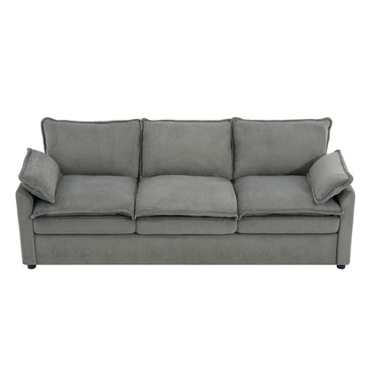 Modern 3 Seater Sofa With Side Storage Pockets For Living Room
