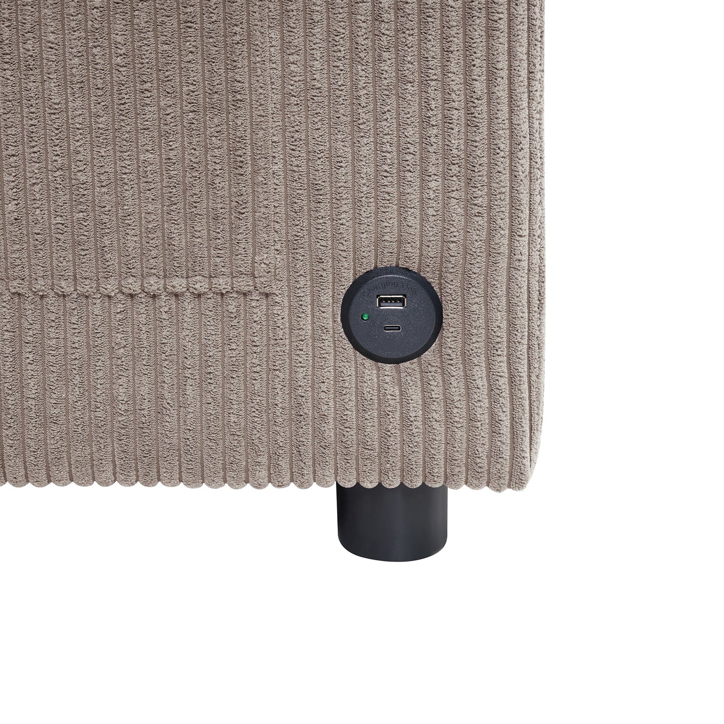 Sleeper Sofa With Foldable Mattress, USB Ports, Side Table & Storage Pocket